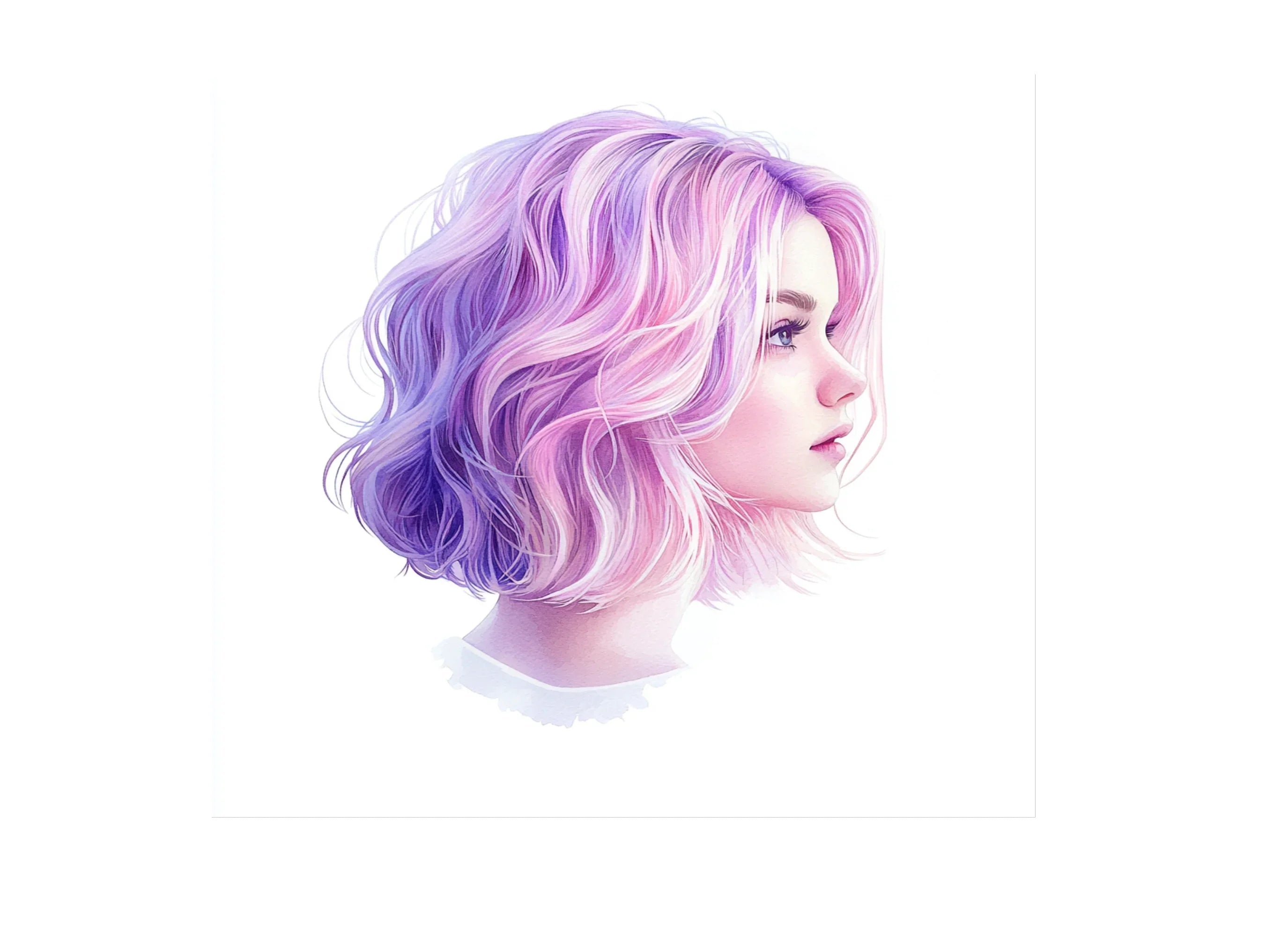 Pastel Wavy Bob Hair Clipart Bundle