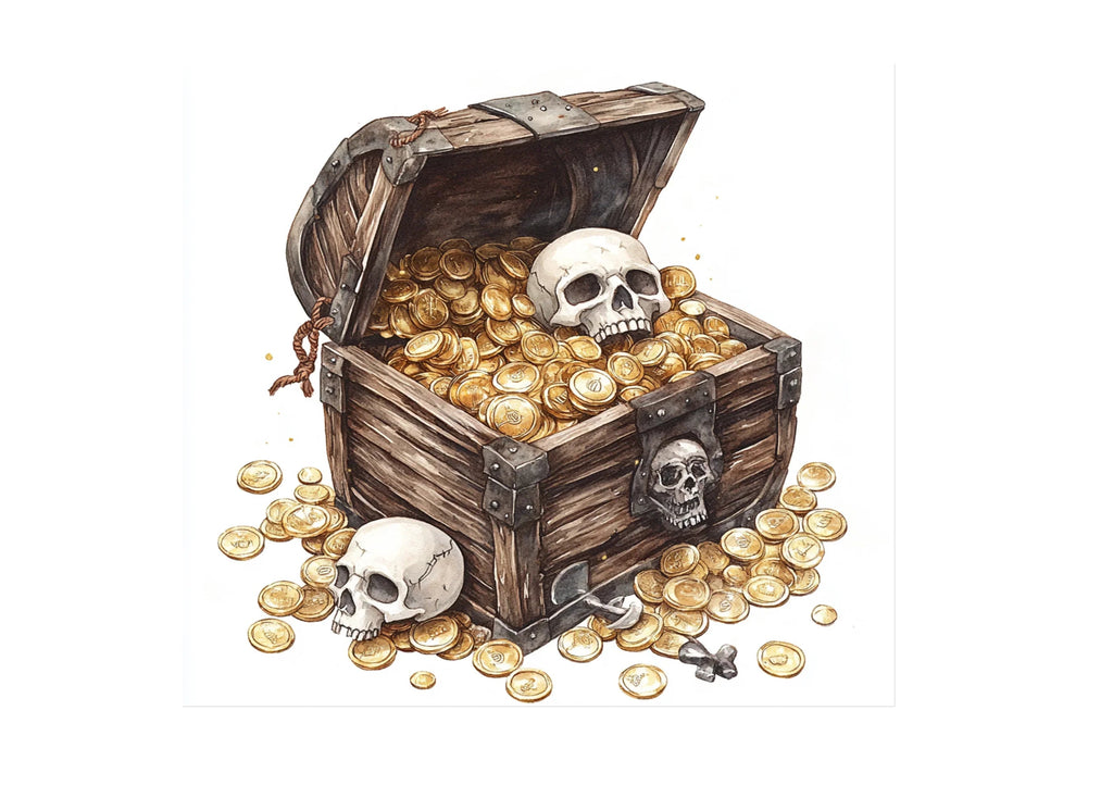 Pirate Treasure Chests with Skulls Clipart Bundle