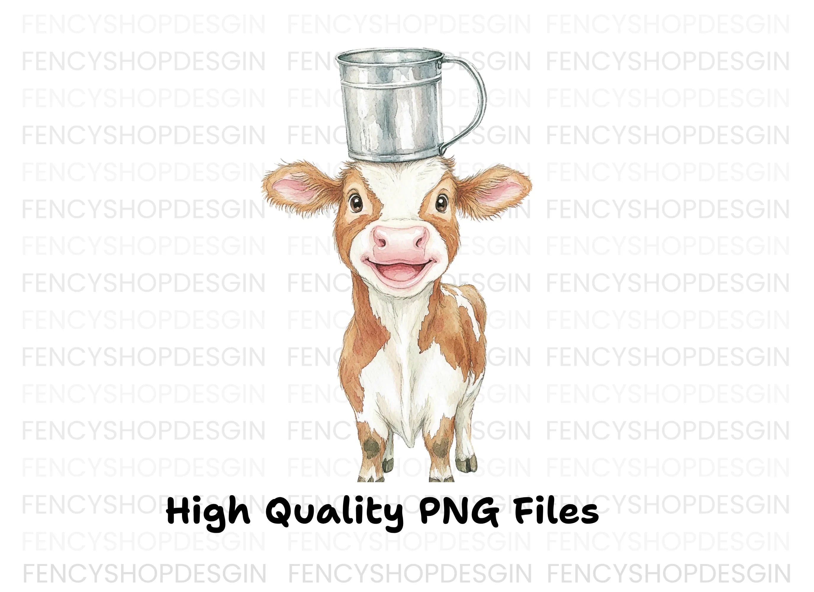 Happy Calves with Milk Pails Clipart Bundle
