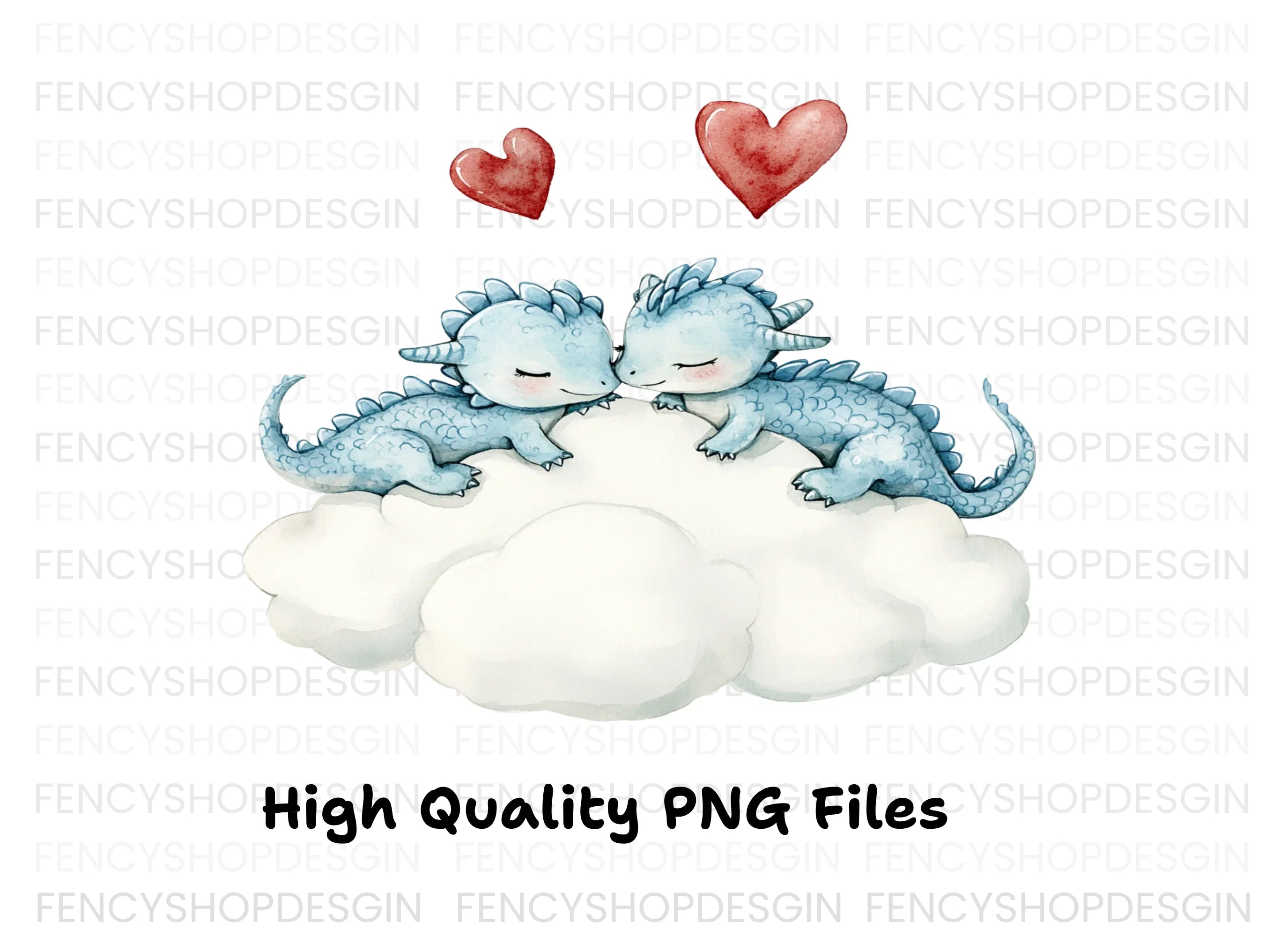 Sleeping Dragon Couple on Cloud Clipart Bundle
