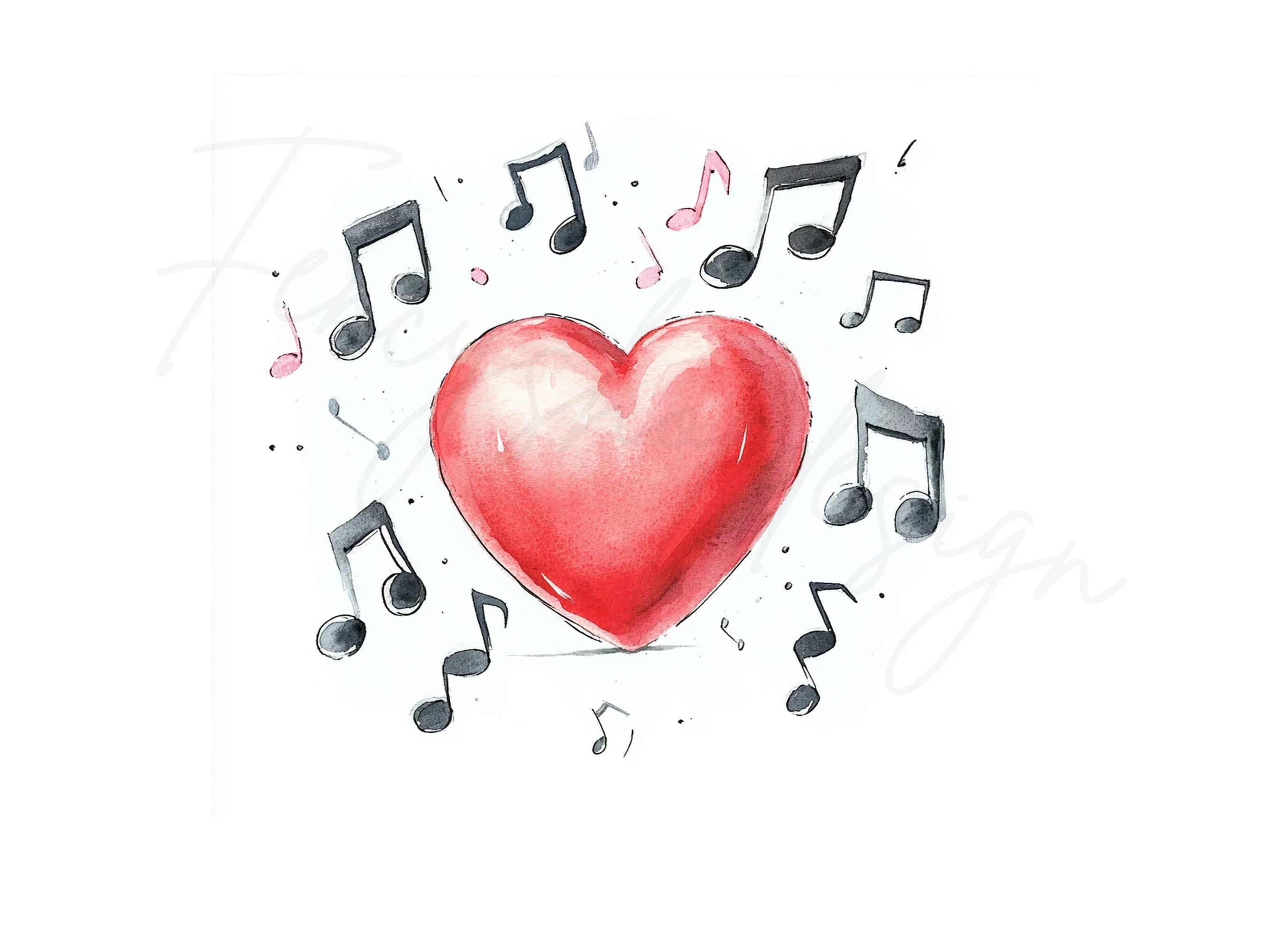 Heart with Musical Notes Clipart Bundle