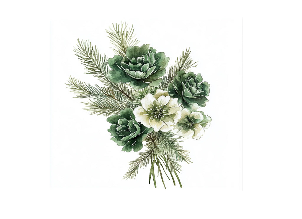 Winter Floral Bouquets Clipart Bundle