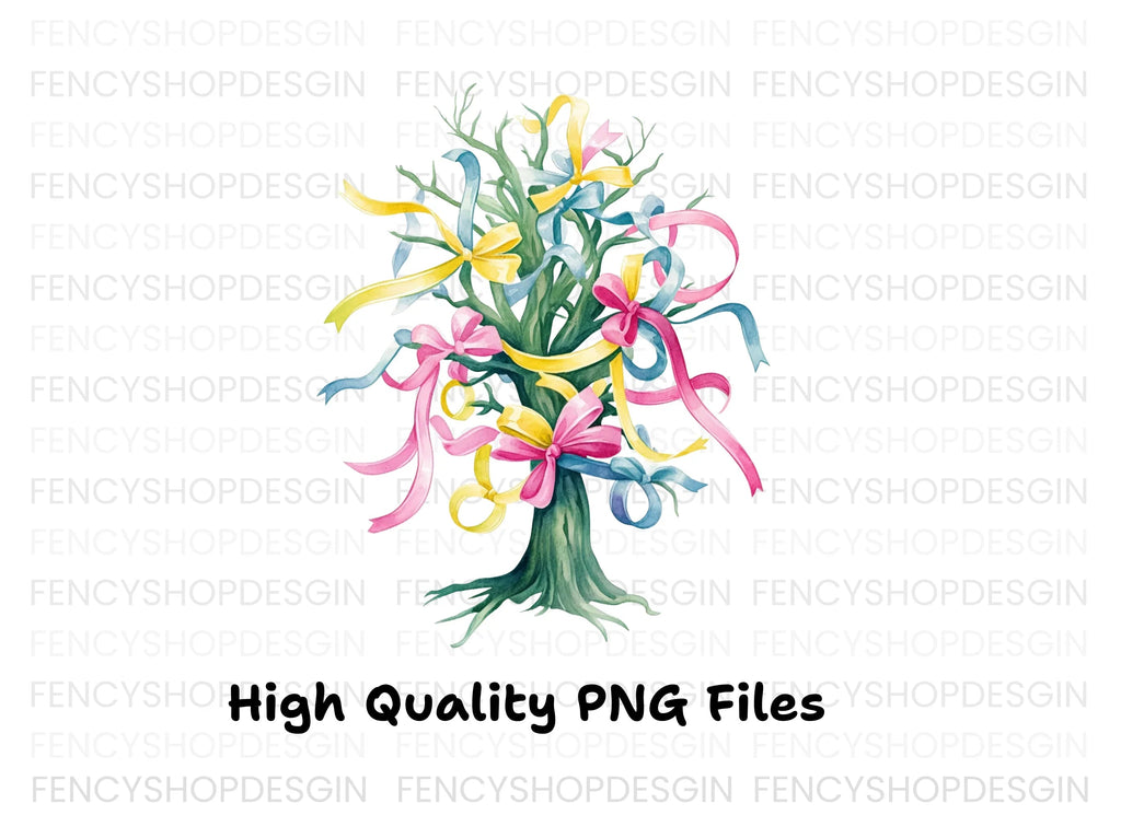 Ribbon Trees Clipart Bundle