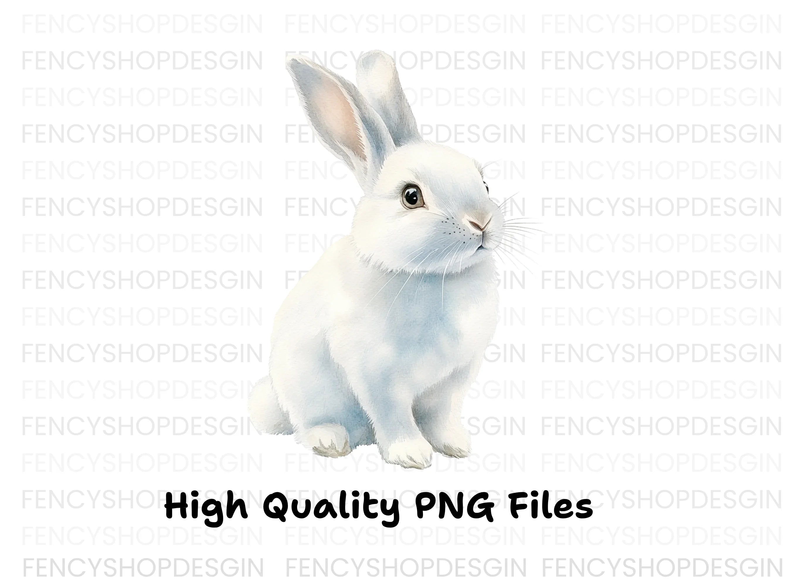 Realistic White Rabbit Clipart Bundle
