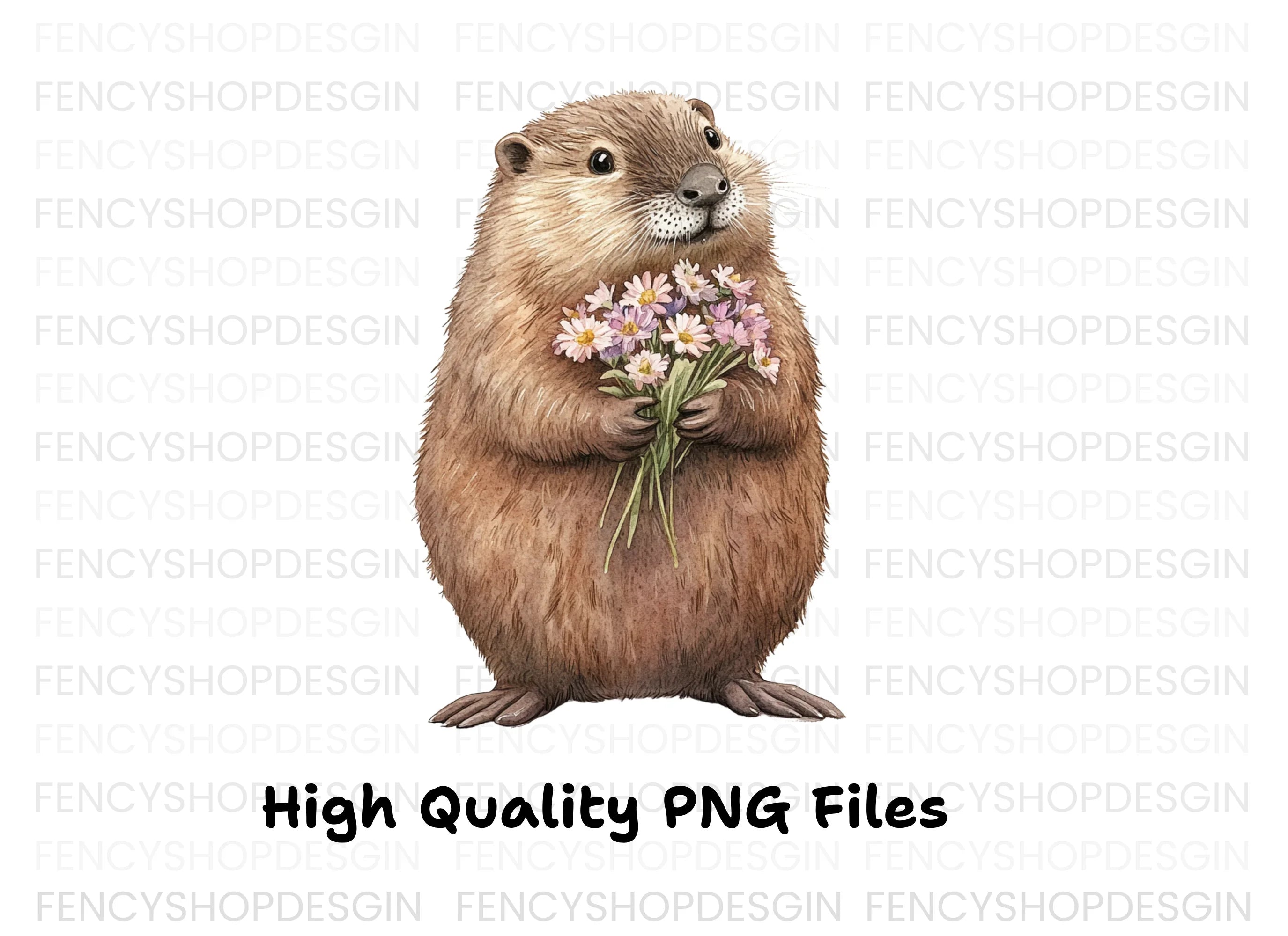 Cute Otters with Flowers Clipart Bundle