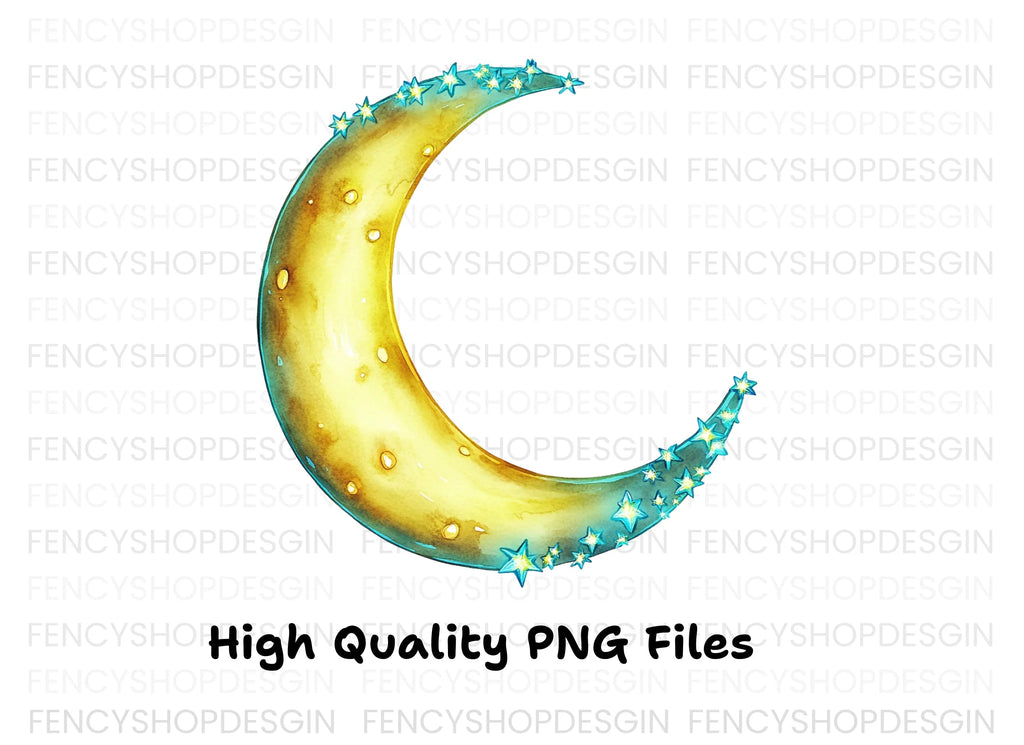 Sparkling Crescent Moon Clipart Bundle