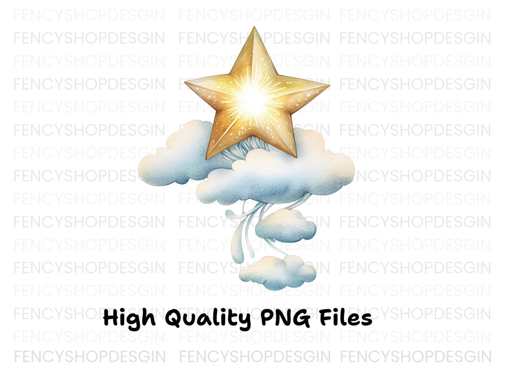 Dreamy Star and Cloud Clipart Bundle