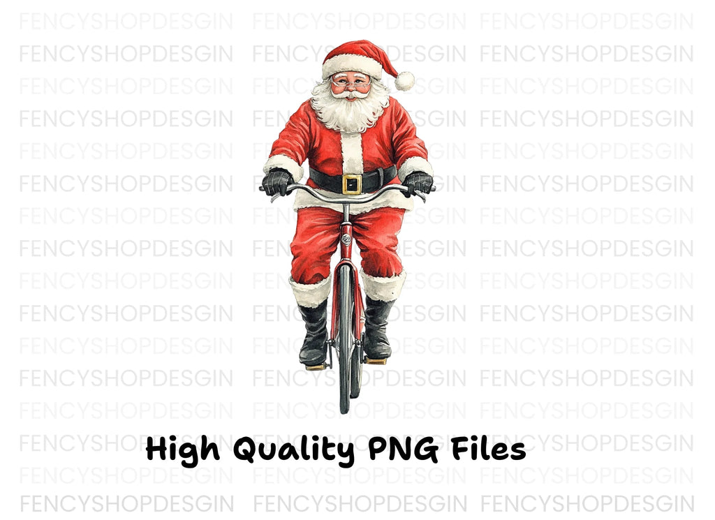 Santa Claus Riding Bicycle Clipart Bundle