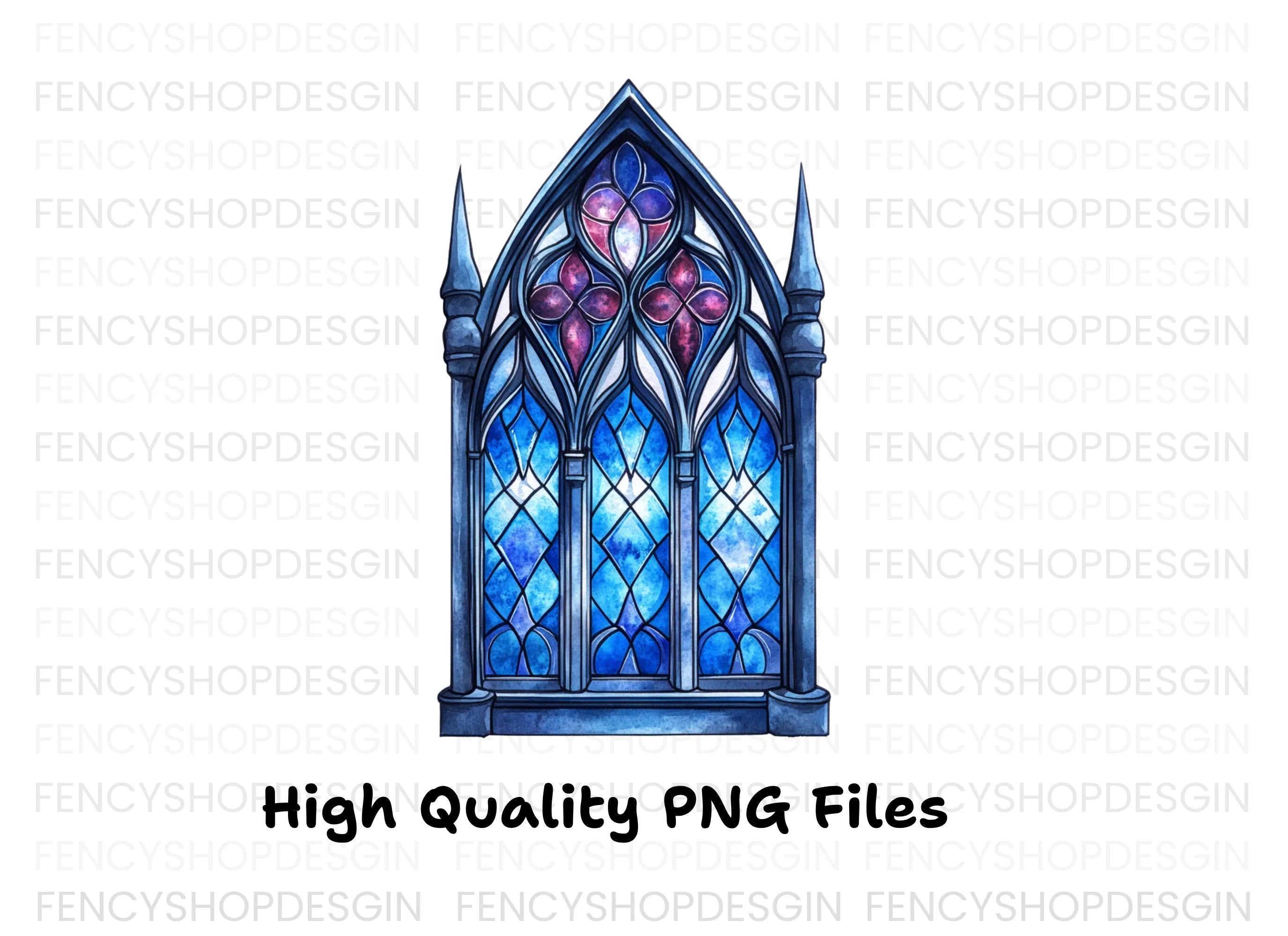 Gothic Stained Glass Window Clipart Bundle