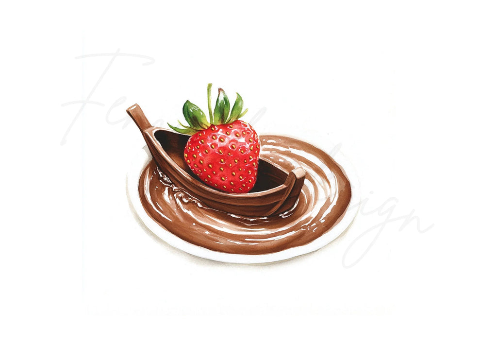 Strawberry Chocolate Boat Clipart Bundle
