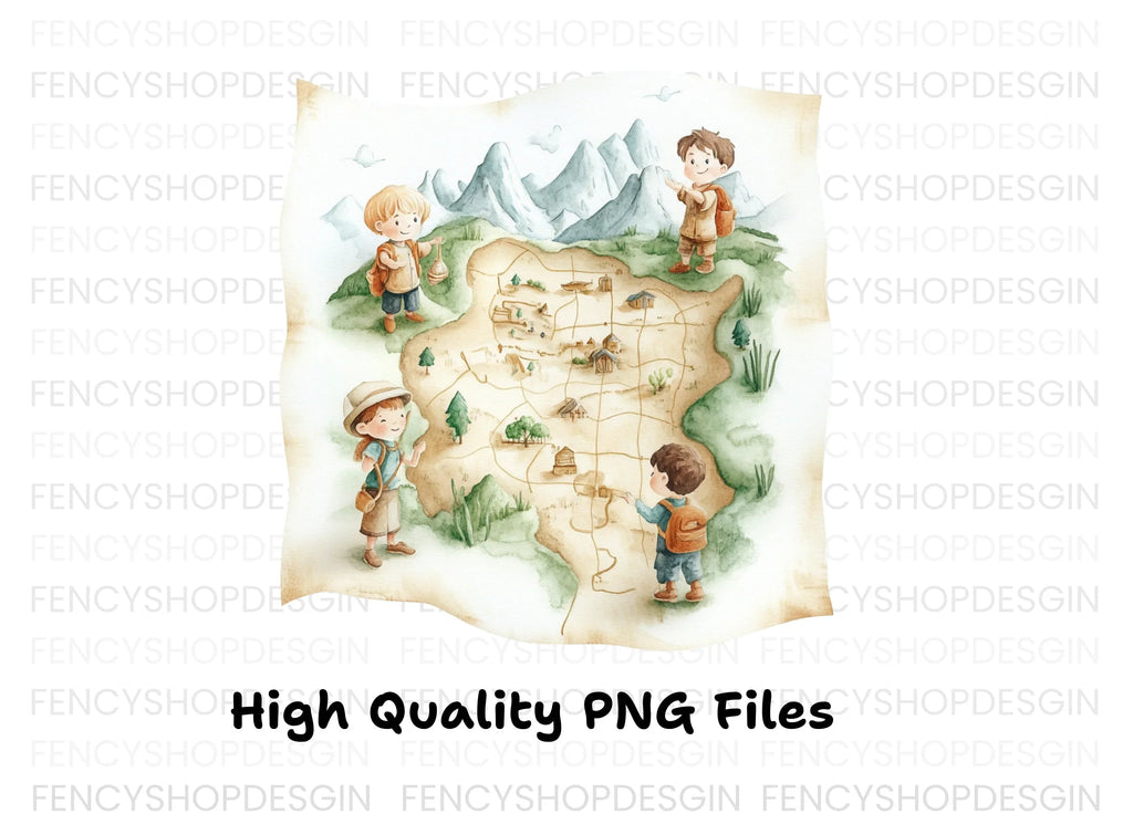 Kids Adventure Map Clipart Bundle