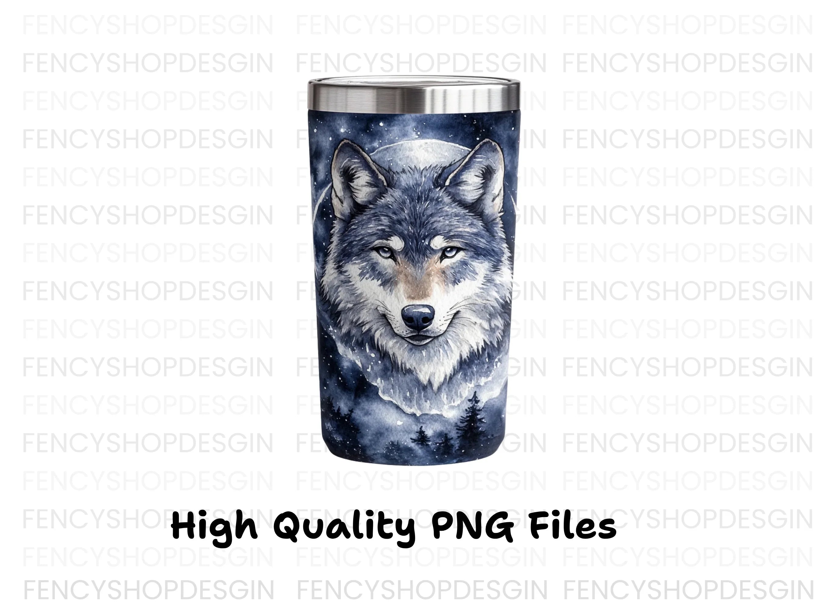 Wolf Tumbler Celestial Night Clipart Bundle