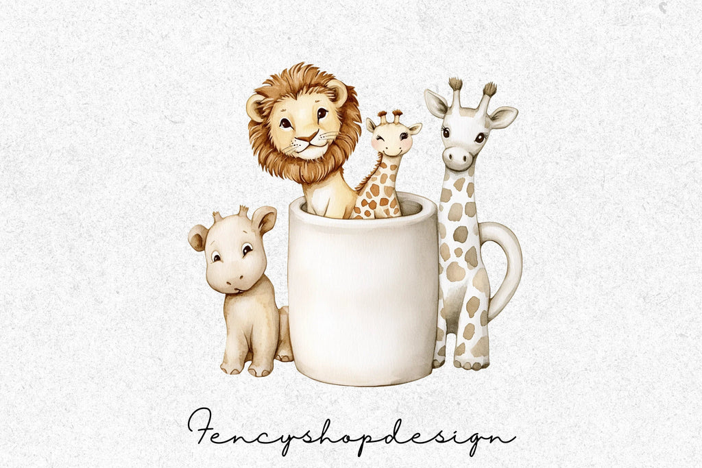 Cute Safari Baby Animals Clipart Bundle