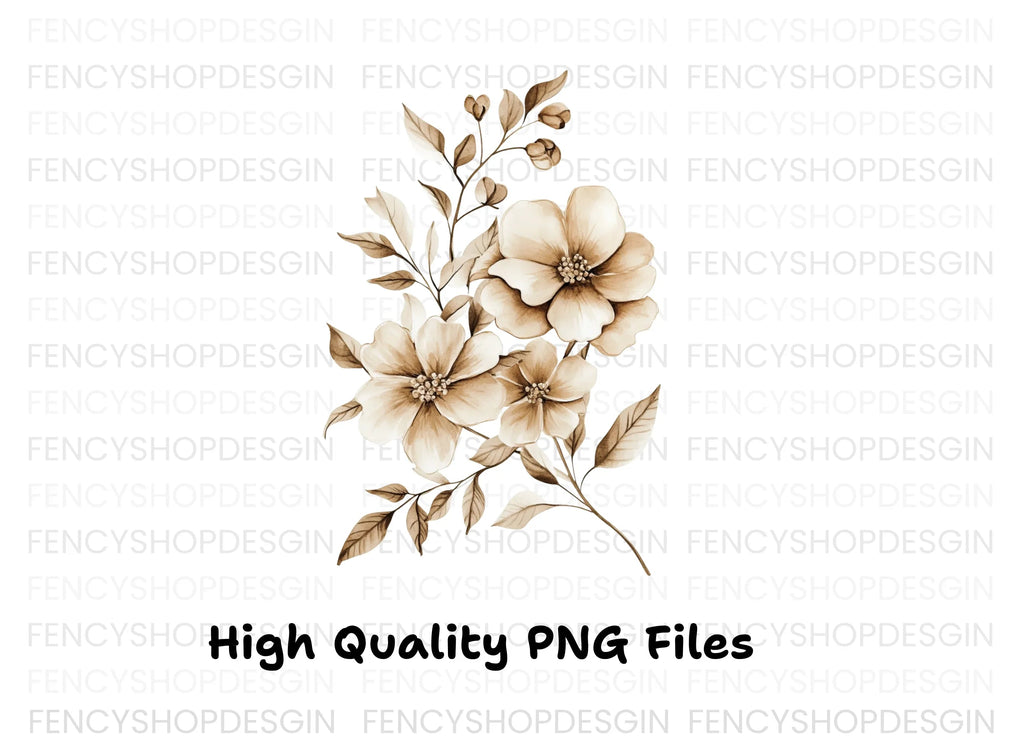 Elegant Sepia Floral Clipart Bundle