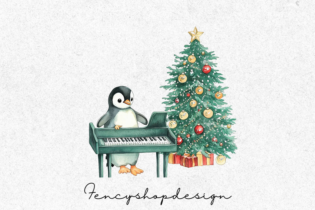 Musical Christmas Penguin Clipart Bundle