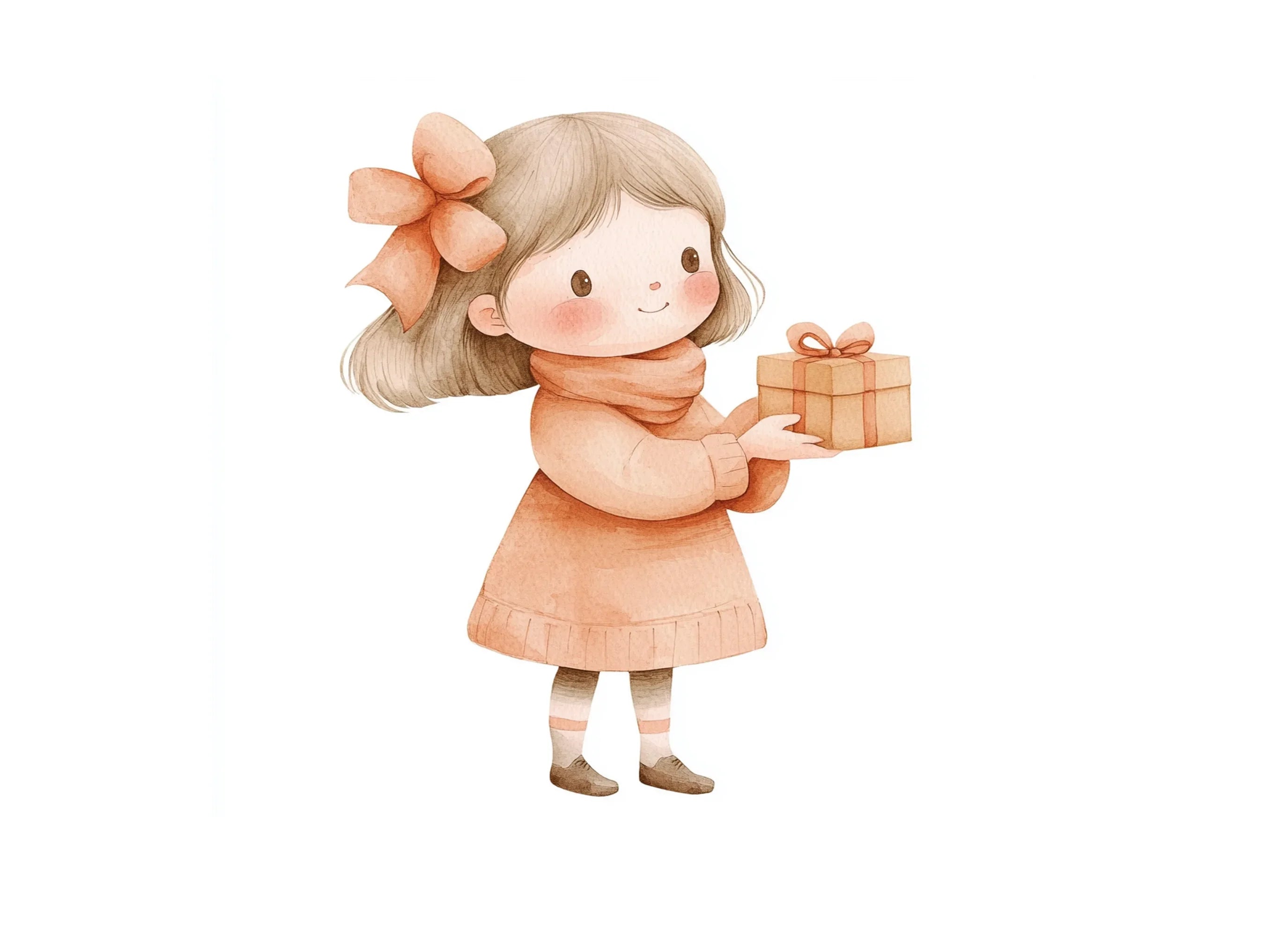 Cute Girls with Gifts Clipart Bundle