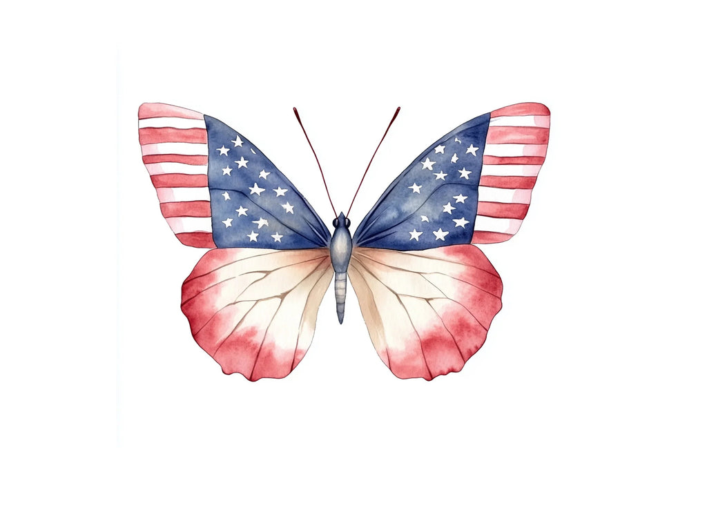 American Flag Butterflies Clipart Bundle