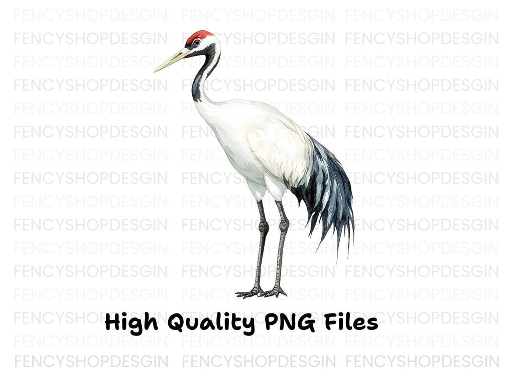Elegant Red Crowned Crane Clipart Bundle