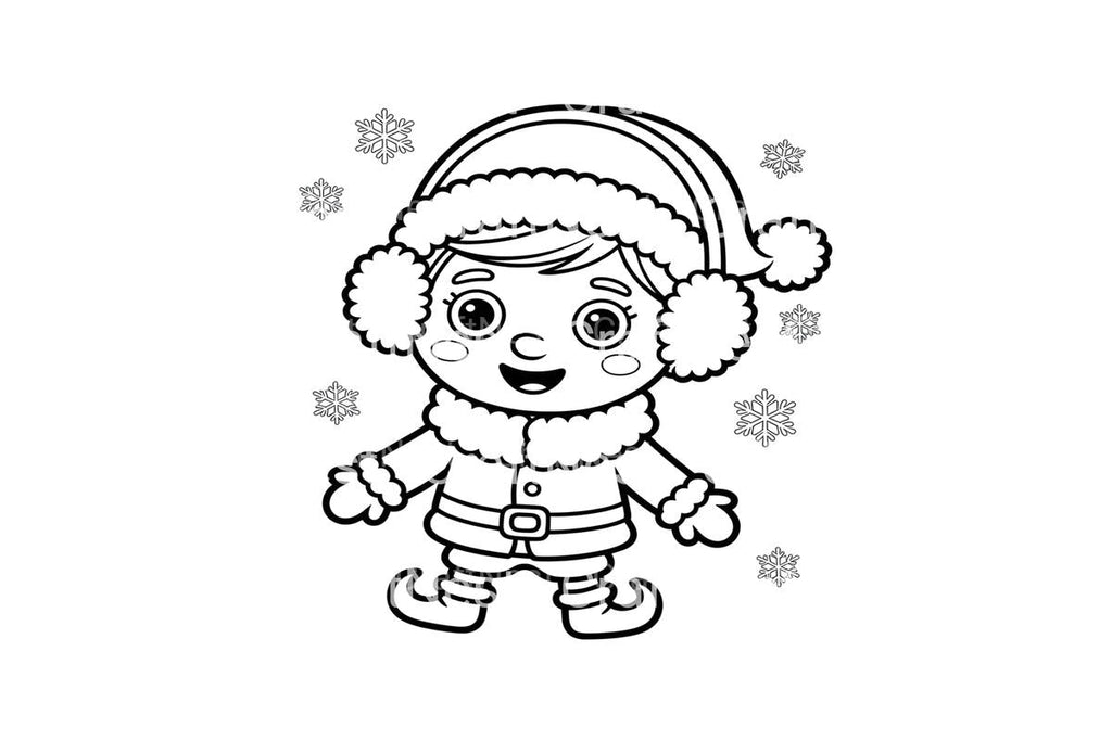 Winter Kids and Snowflakes Coloring Books