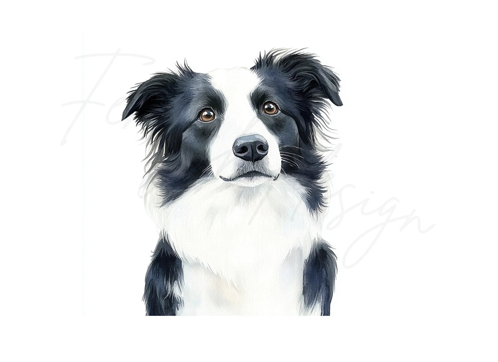 Majestic Border Collie Portrait Clipart Bundle