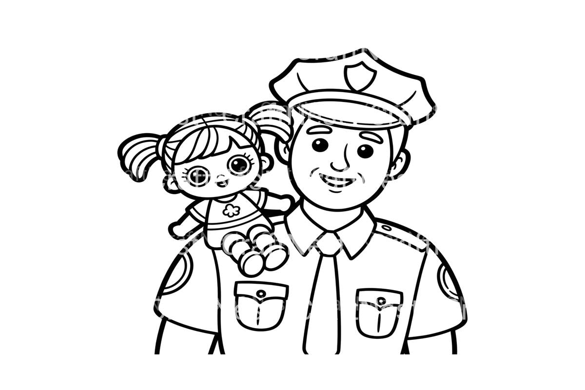 Police Officer and Doll Coloring Books