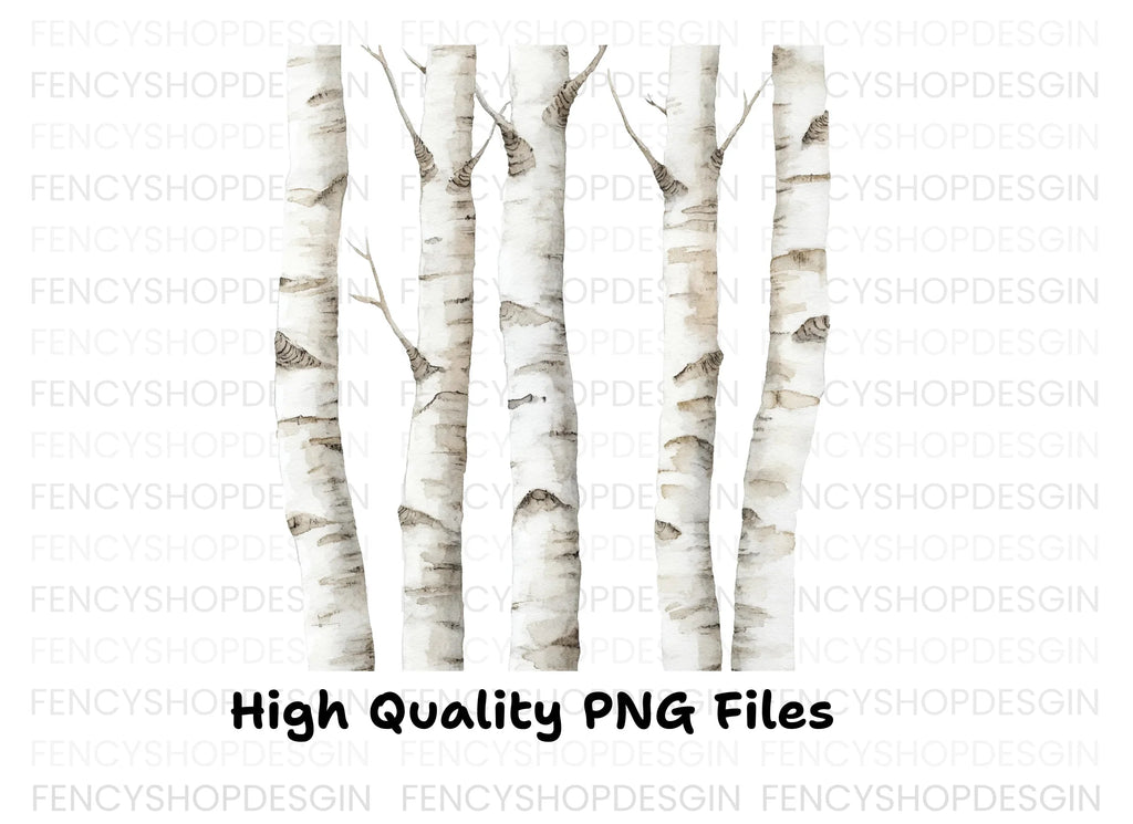 Birch Tree Trunks Clipart Bundle