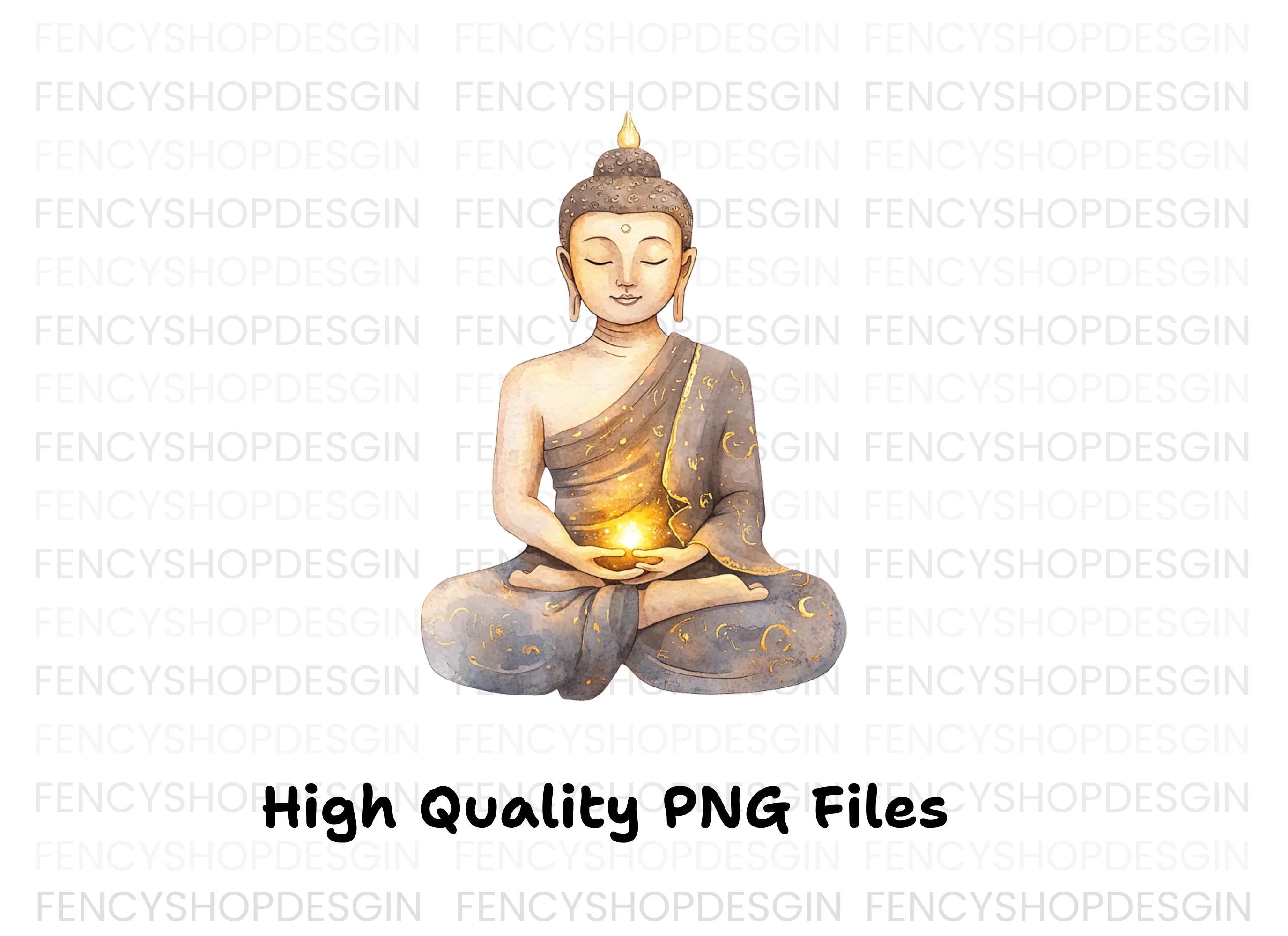 Meditating Buddha with Glowing Light Clipart Bundle