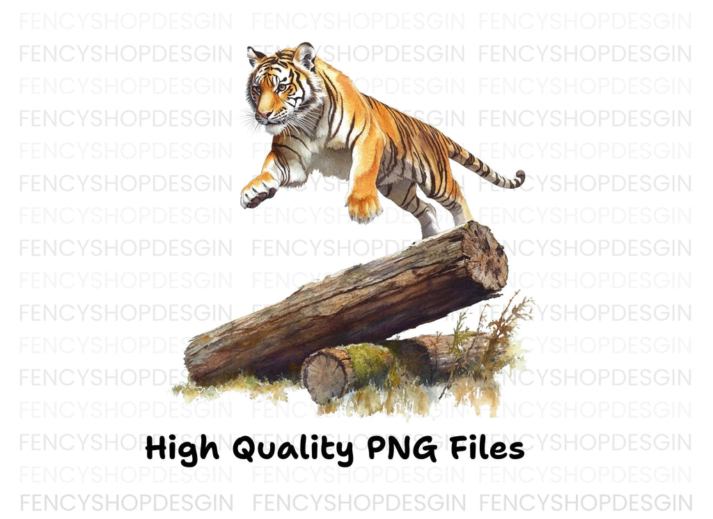 Dynamic Tiger Leap Clipart Bundle
