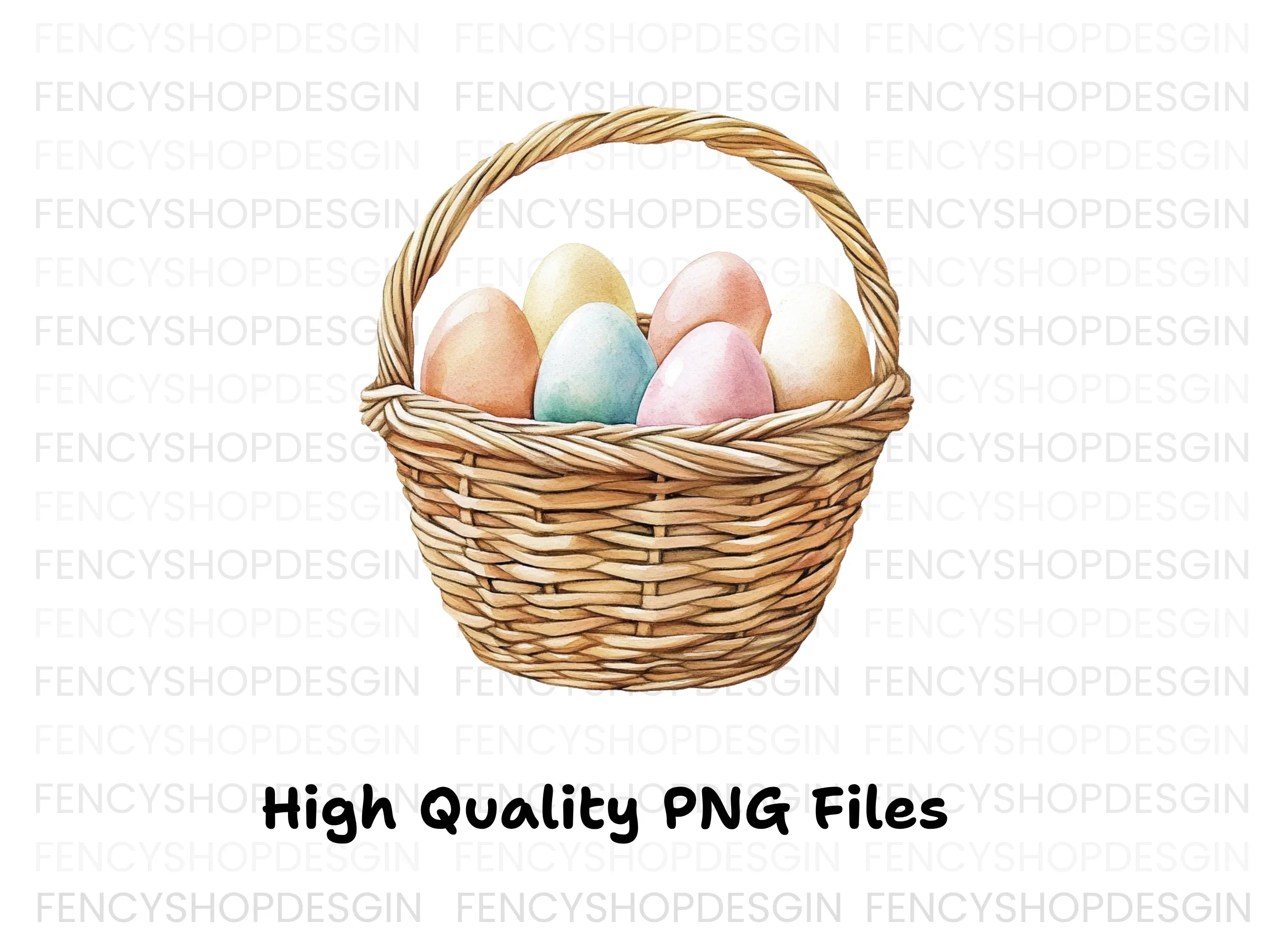 Colorful Easter Egg Baskets Clipart Bundle