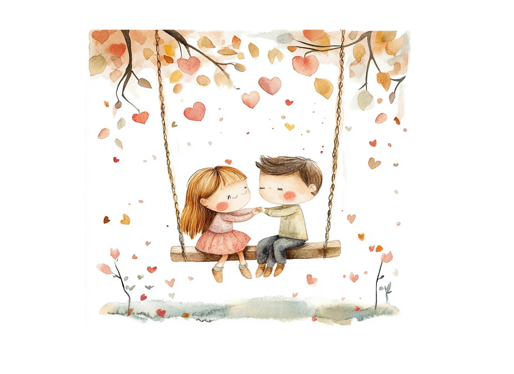 Cute Couple on Swing Clipart Bundle