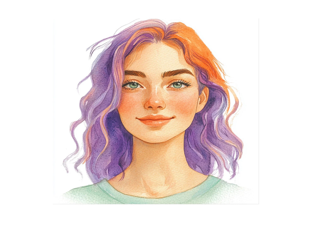 Cute Girls with Purple Hair Clipart Bundle