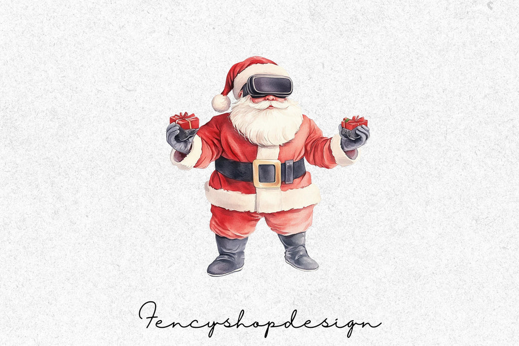 Santa Claus Snow Globe Clipart Bundle