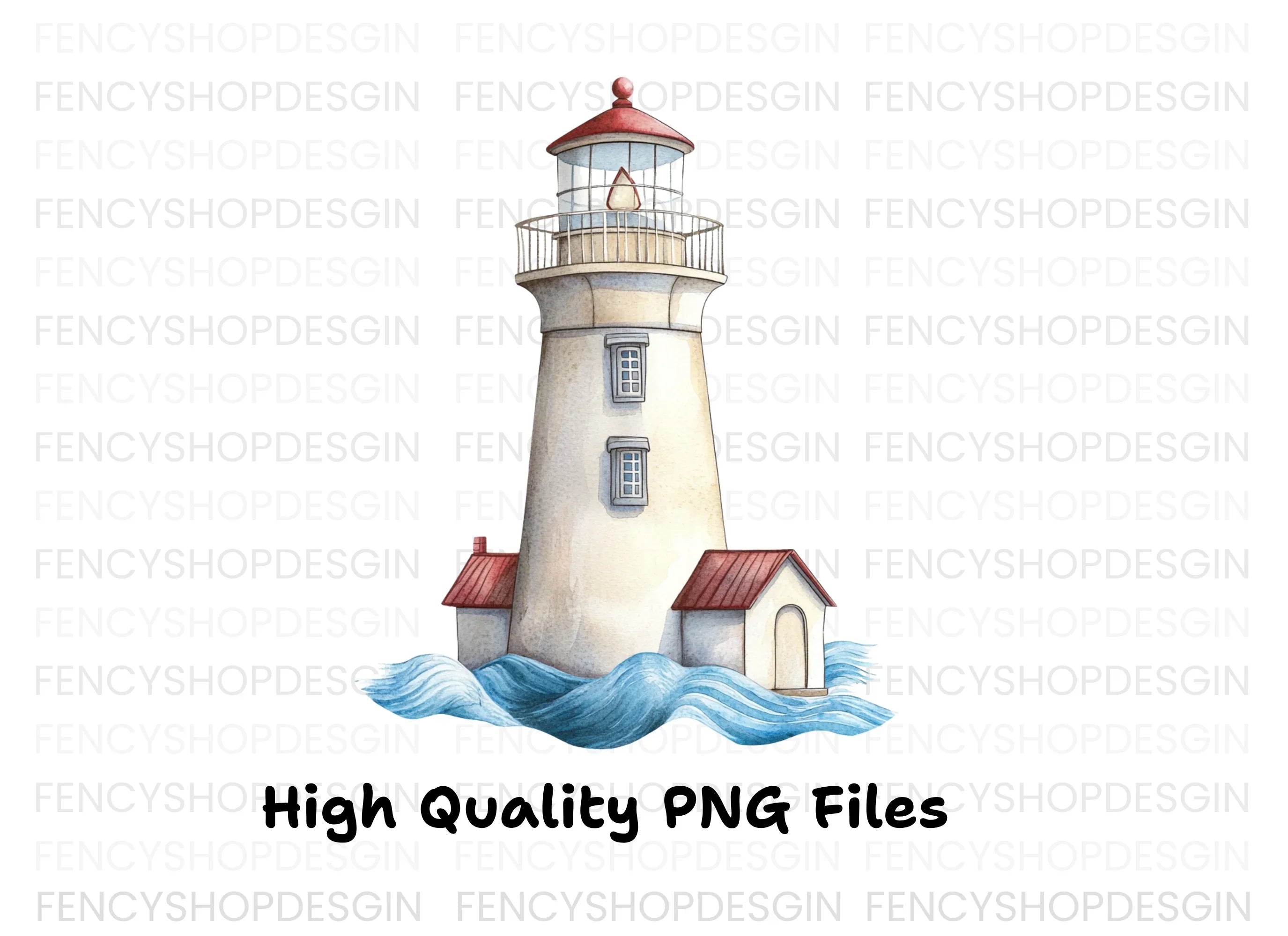 Lighthouse and Waves Clipart Bundle