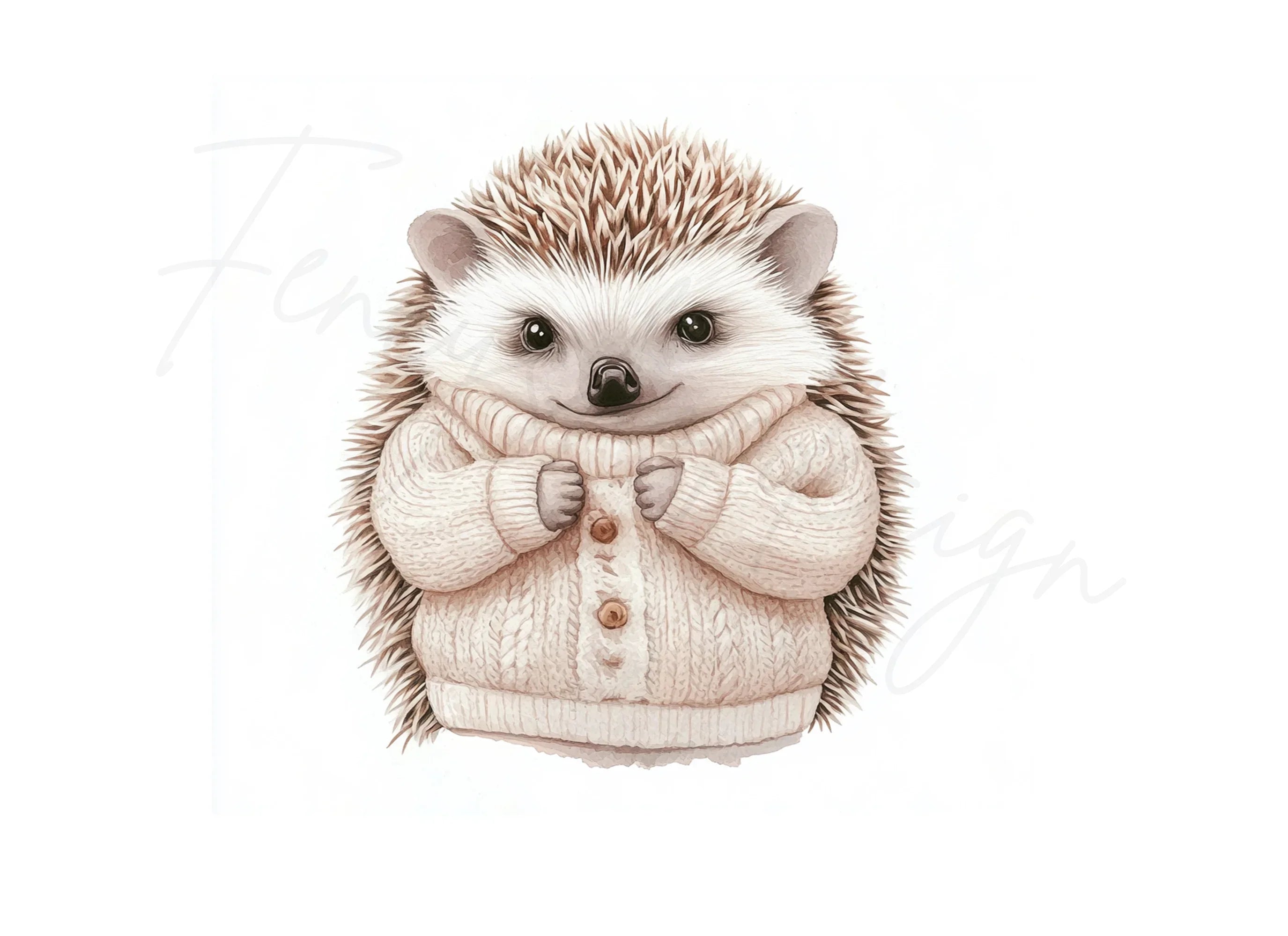 Charming Hedgehog in Sweater Clipart Bundle