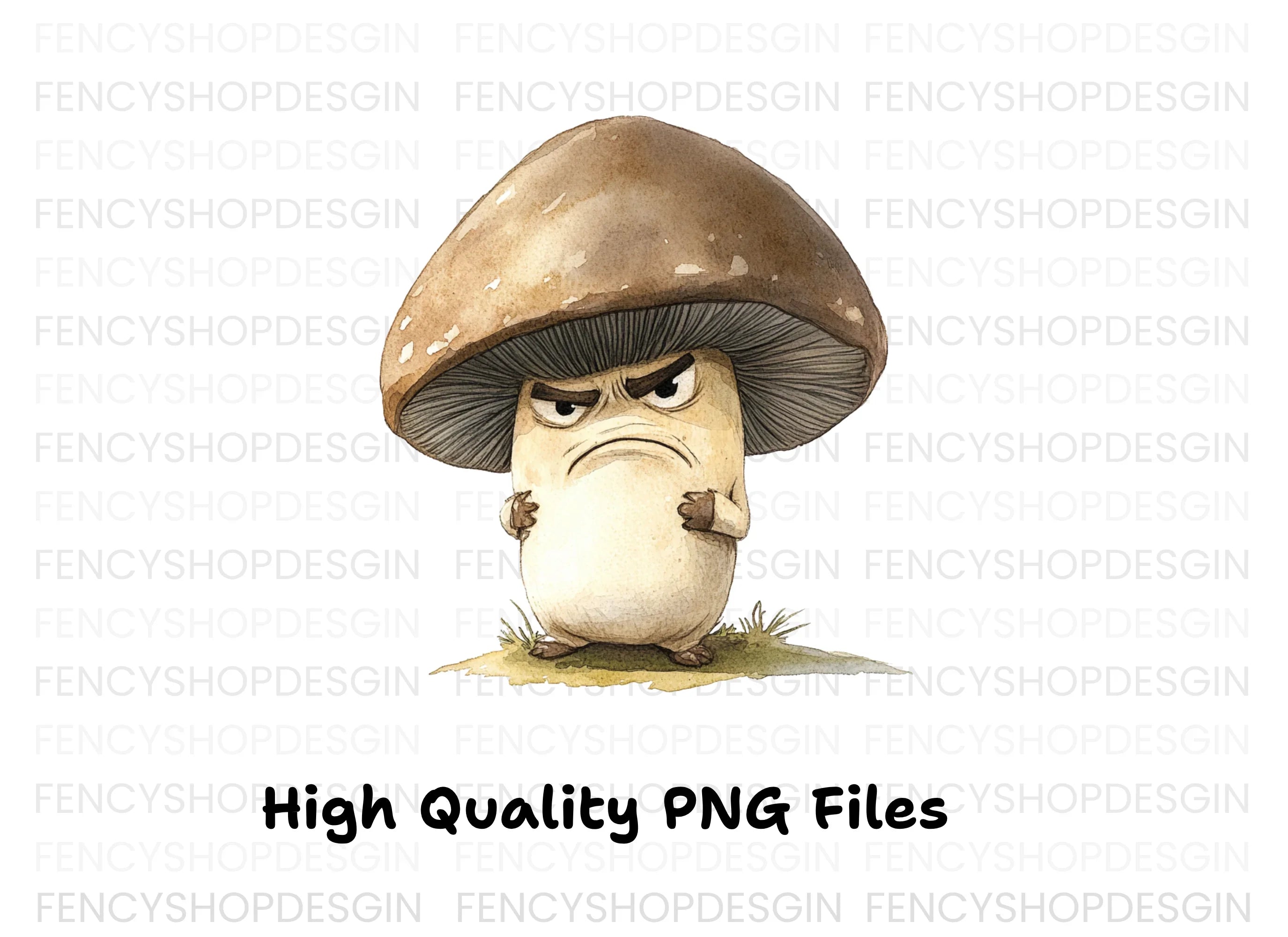 Angry Brown Mushroom Clipart Bundle