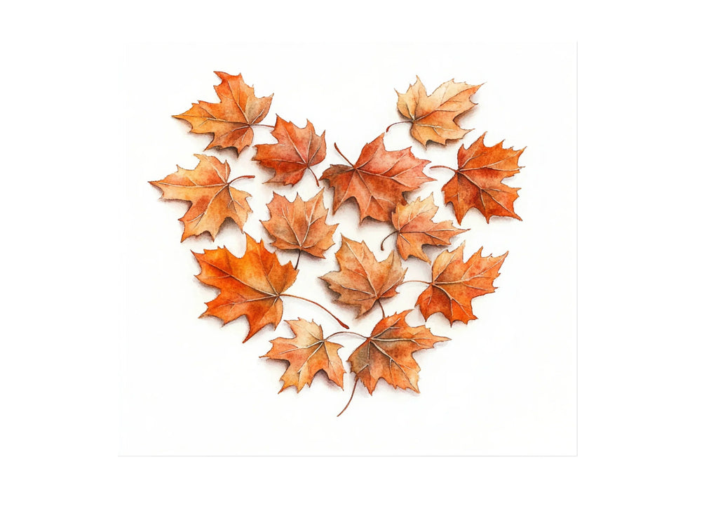 Autumn Maple Leaf Heart Clipart Bundle