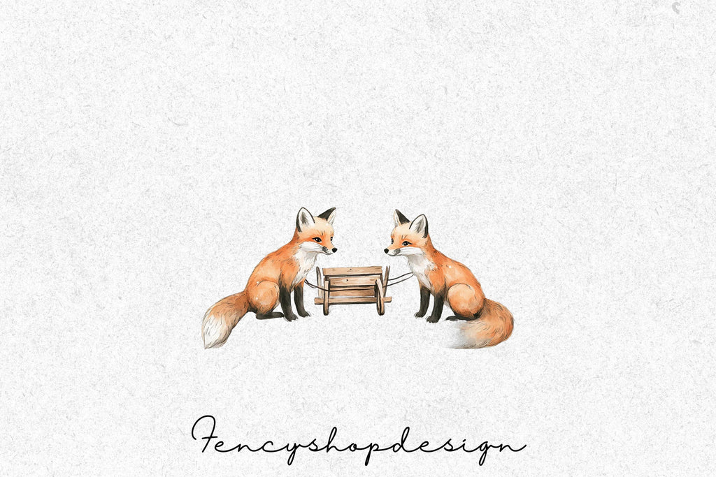 Cute Fox Winter Christmas Clipart Bundle