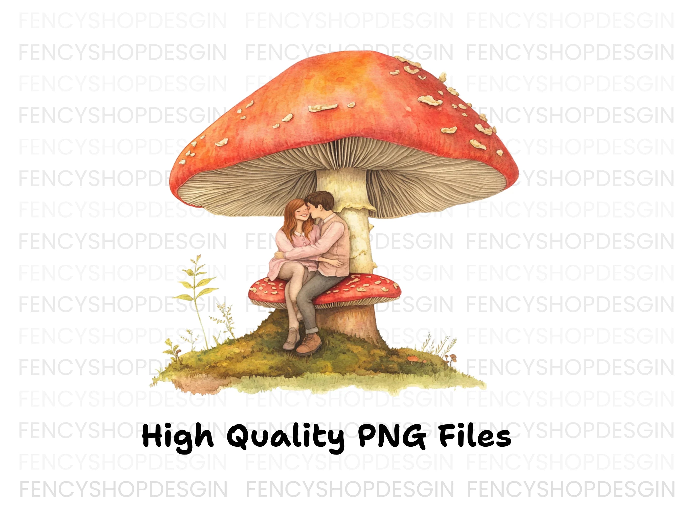 Couple on Mushroom Clipart Bundle