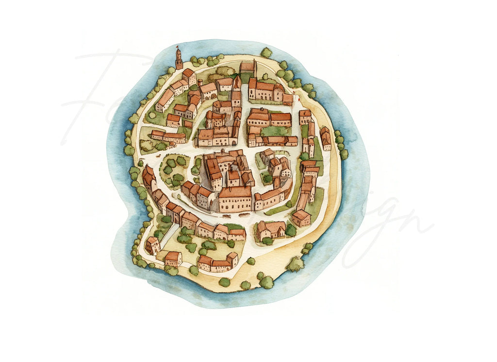 Fantasy Town Maps Clipart Bundle