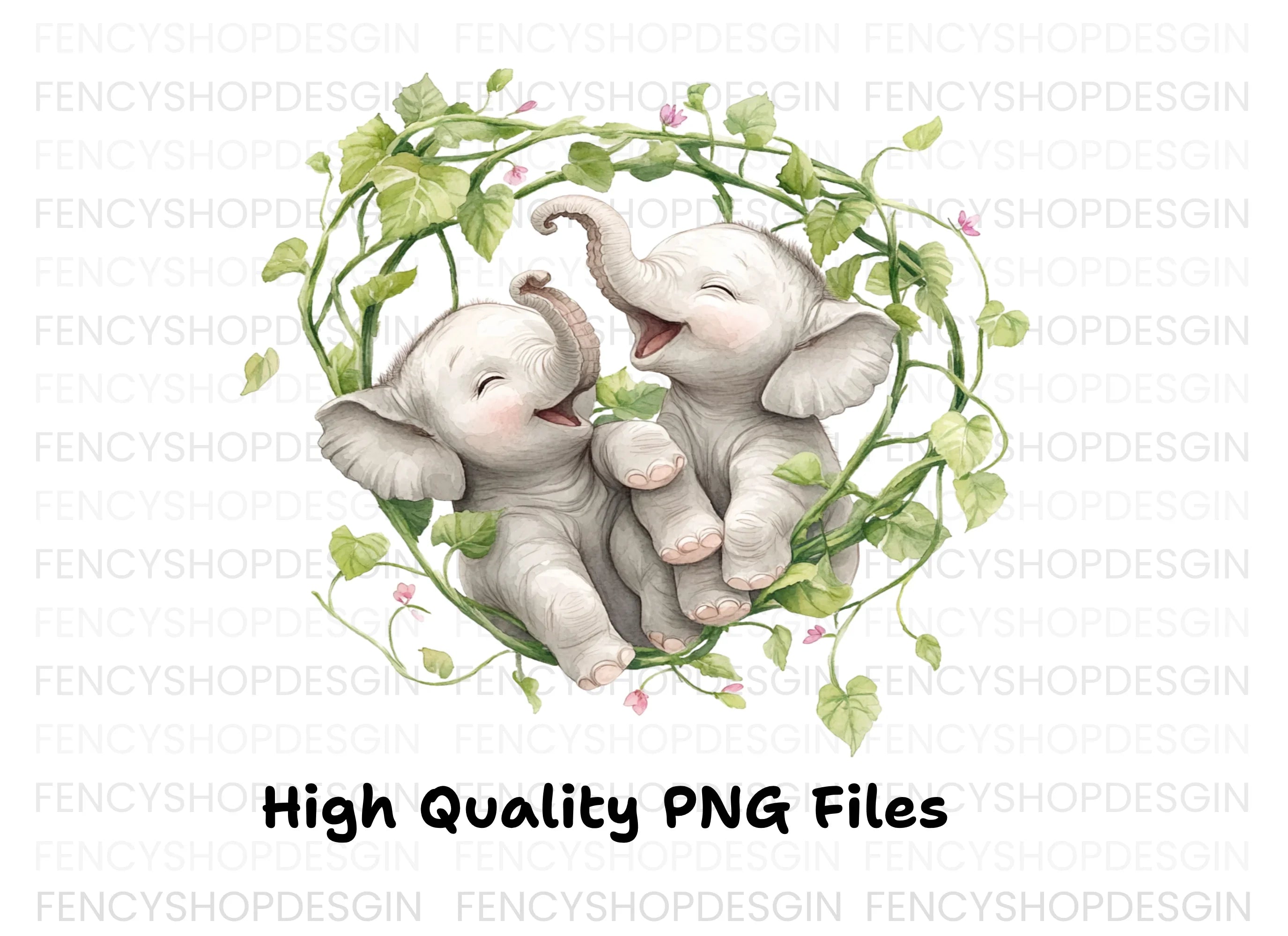 Cute Baby Elephant Clipart Bundle