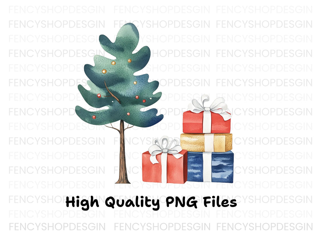Christmas Trees Gifts Clipart Bundle