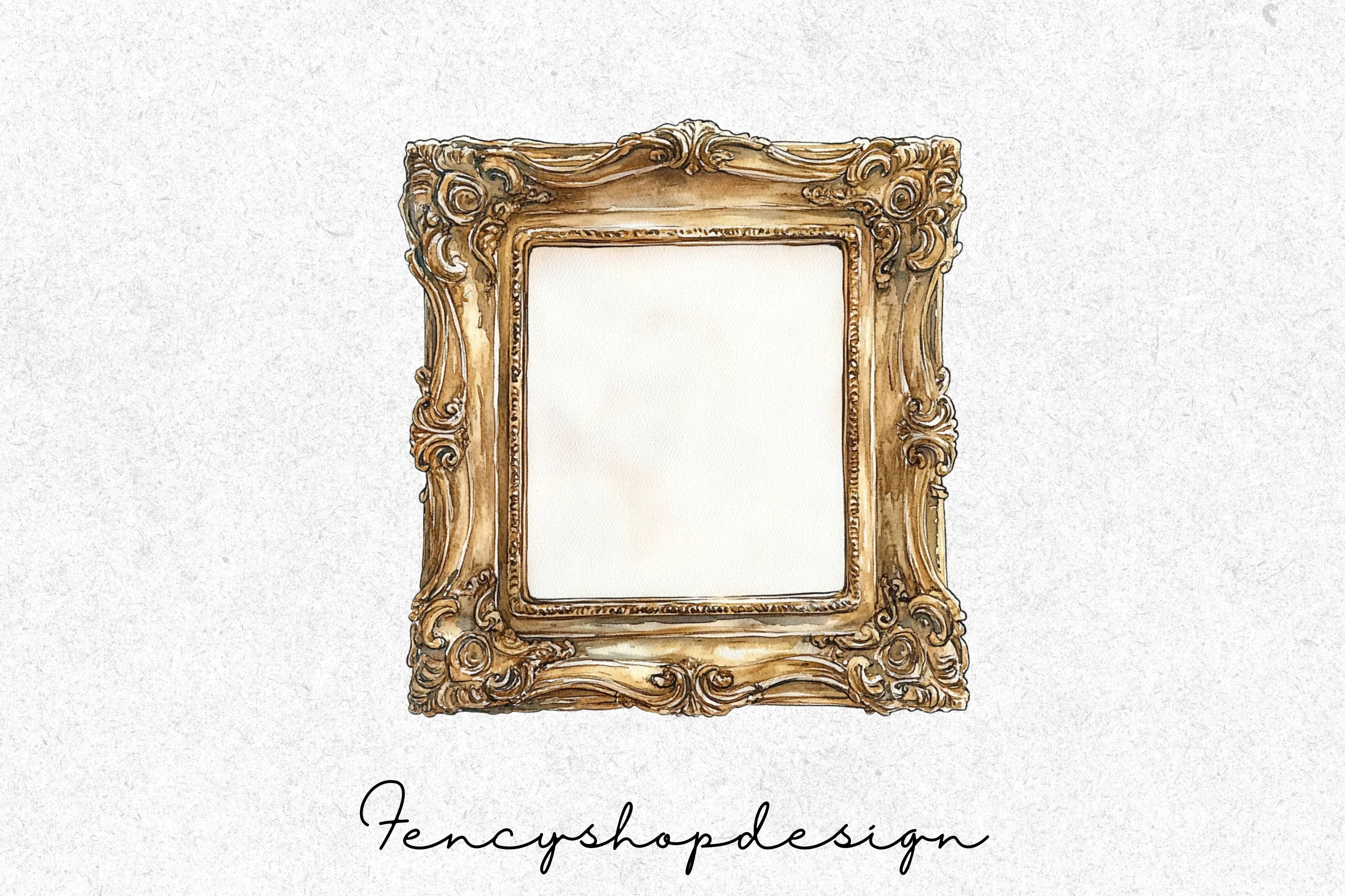 Vintage Ornate Gold Frames Clipart Bundle