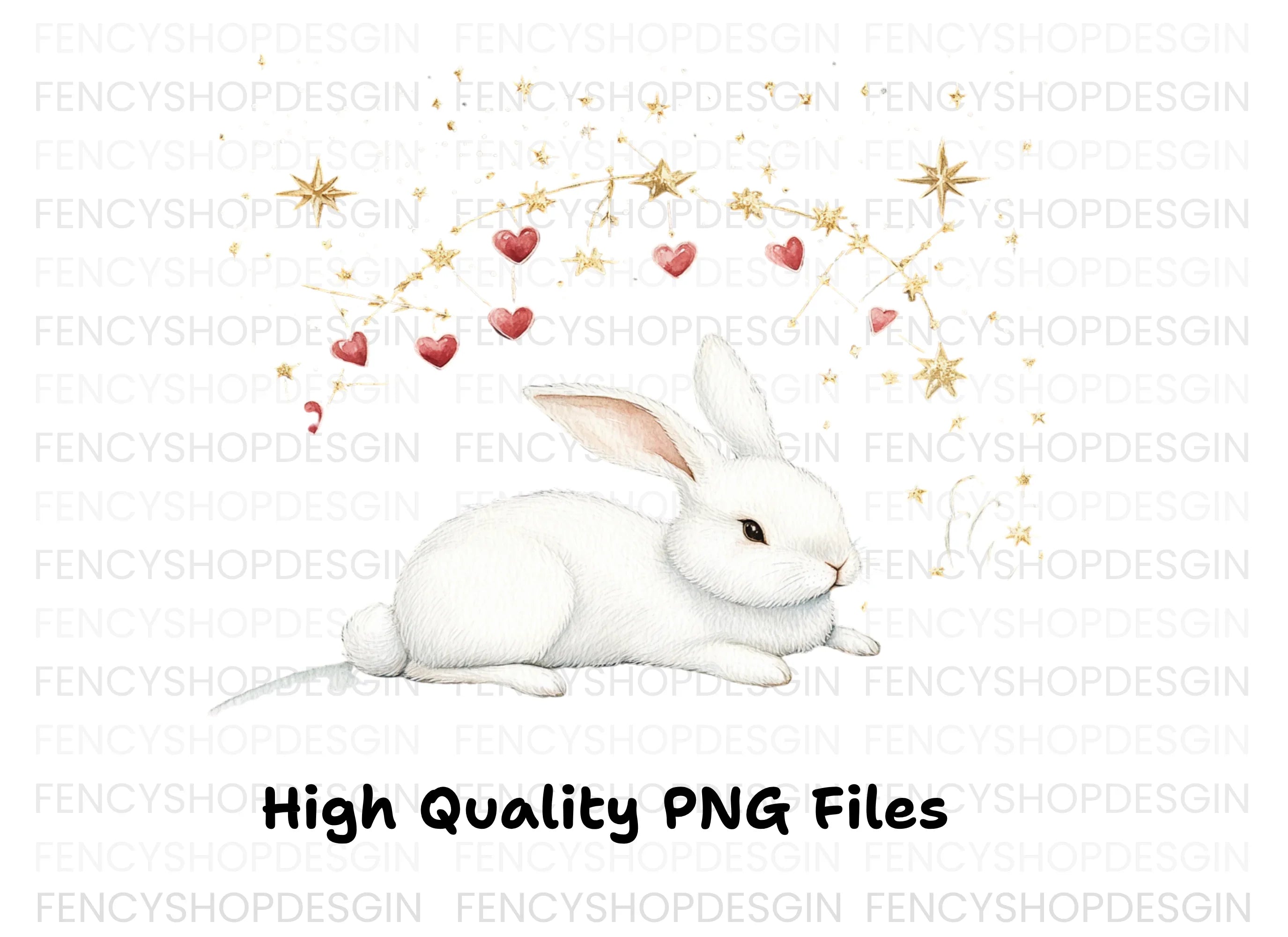Cute Bunny with Star and Heart Clipart Bundle