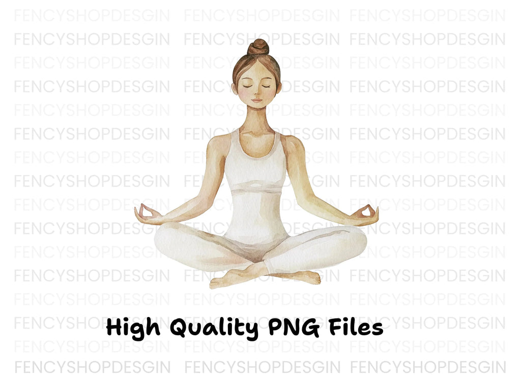 Meditating Woman Yoga Pose Clipart Bundle