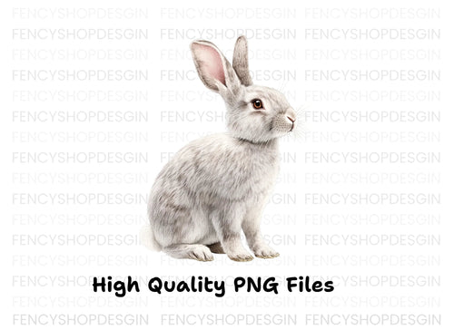 Adorable Grey Rabbit Clipart Bundle