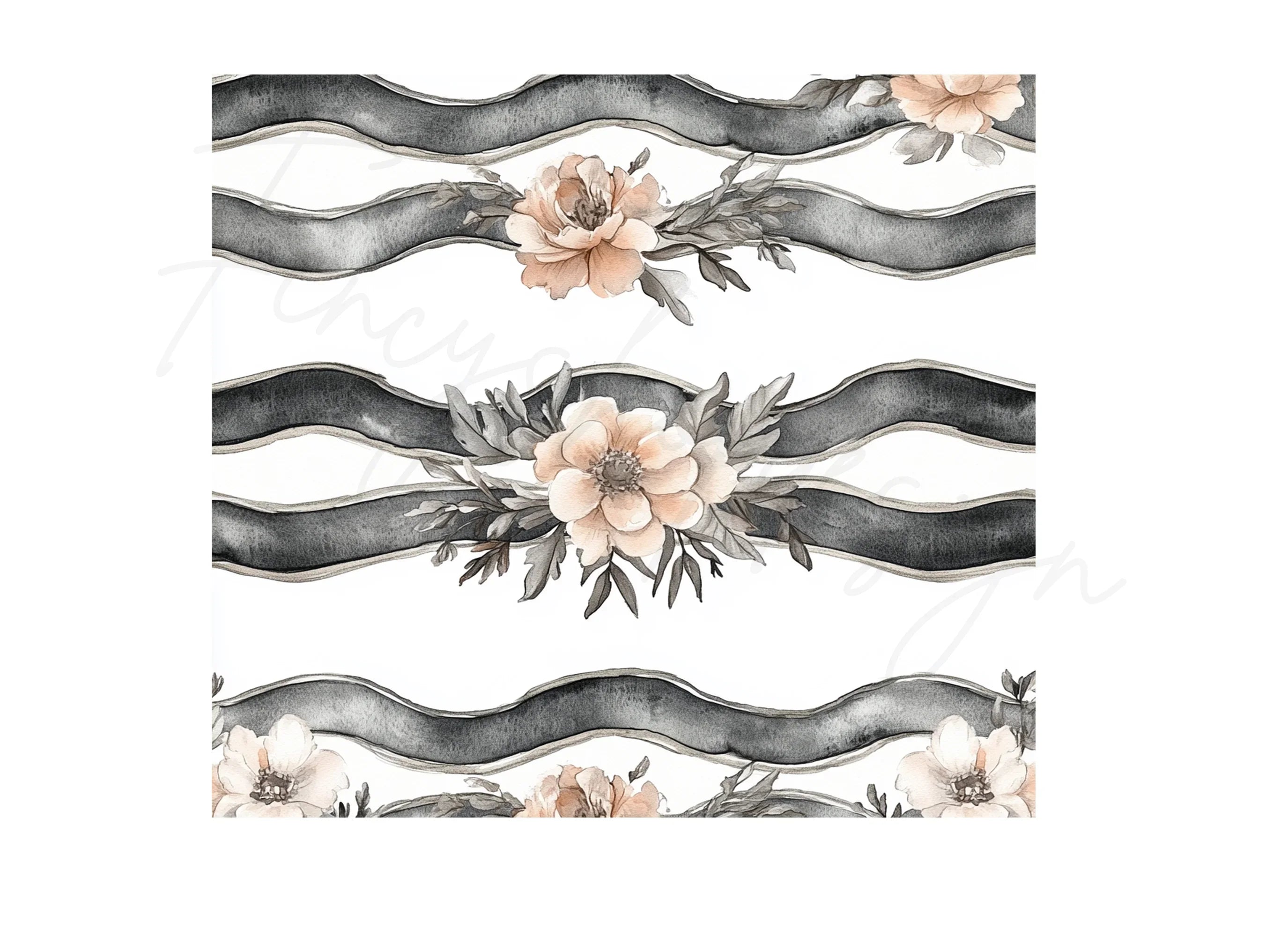 Elegant Floral Striped Seamless Pattern Clipart Bundle