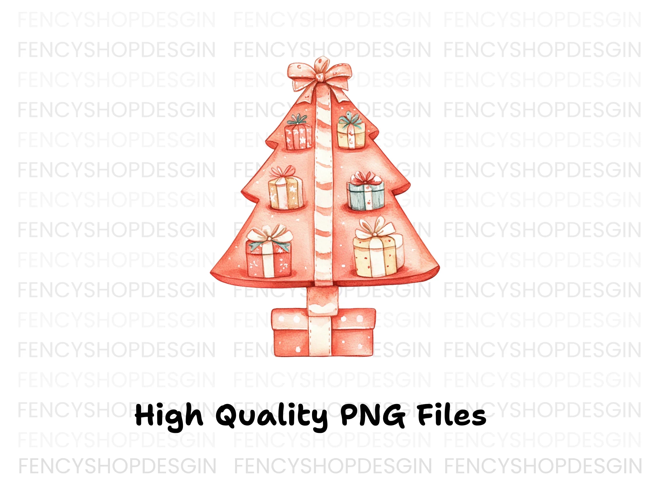 Christmas Tree with Gifts Clipart Bundle