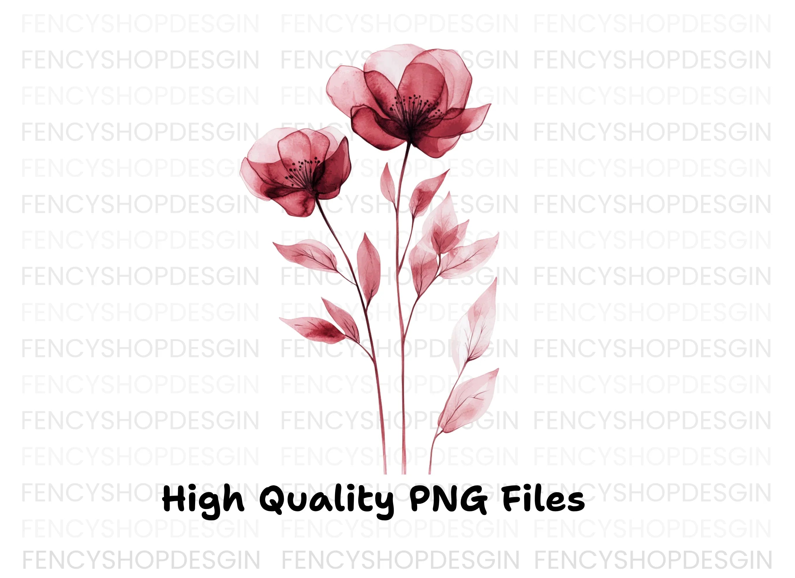 Red Flowers Clipart Bundle