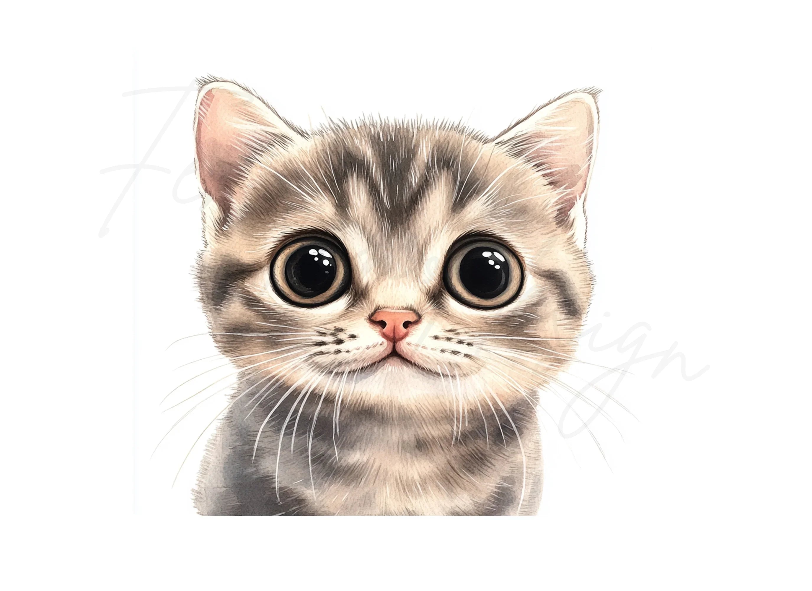 Adorable Big Eyed Kitten Faces Clipart Bundle