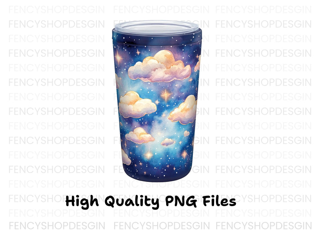 Starry Night Clouds Tumbler Clipart Bundle